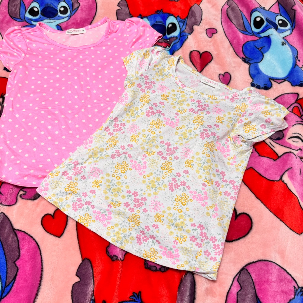 Pink And Floral T-Shirts Girls Tops Size 6